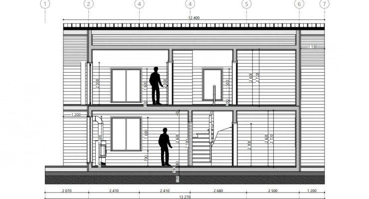 Двухэтажный, загородный дом БарнХаус 6,2х10,0-123 м²